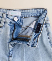 Girls - Denim Pleated Stretch Skort