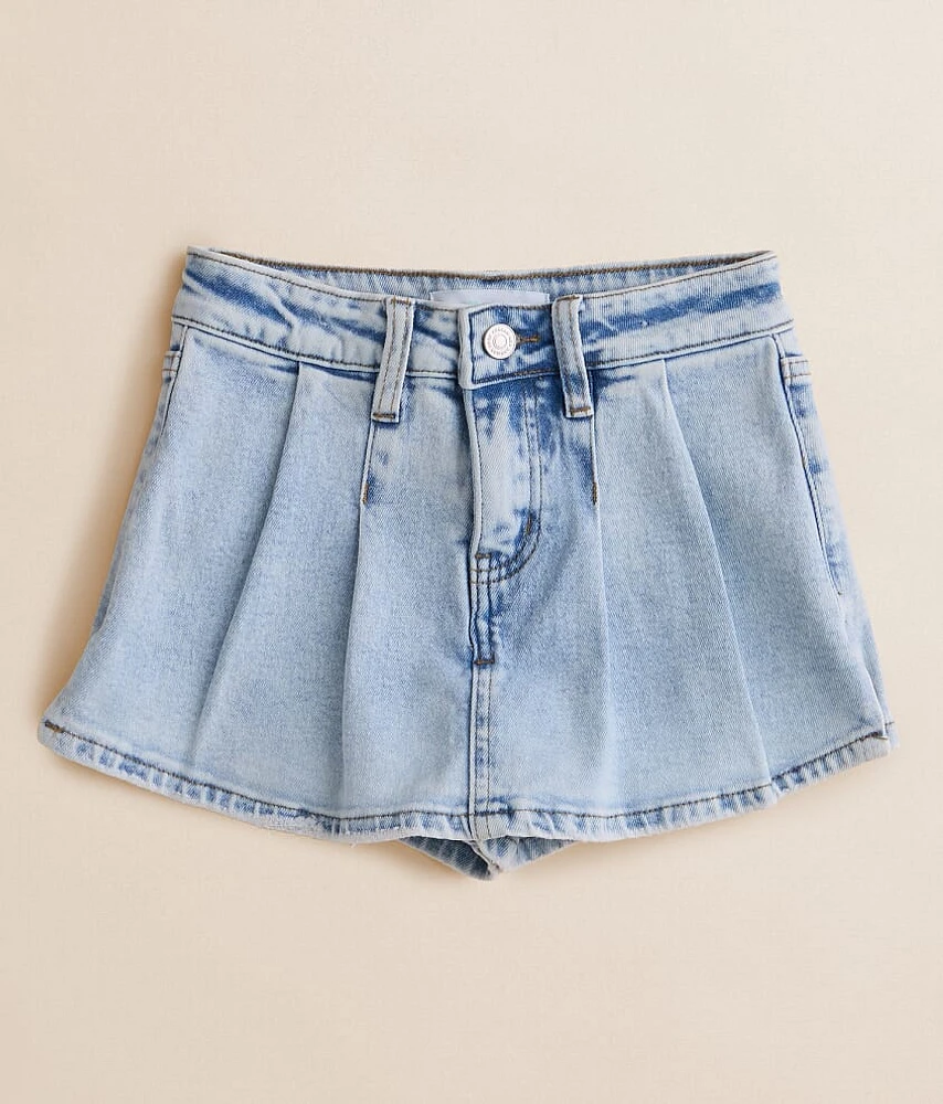 Girls - Denim Pleated Stretch Skort