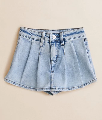 Girls - Denim Pleated Stretch Skort