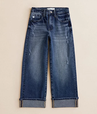 Girls - High Rise Cropped Wide Leg Stretch Jean
