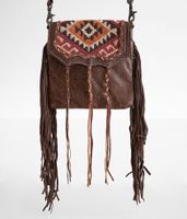 Myra Bag Aztec Motif Leather Fringe Purse