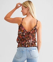 Floral Back Tie Tank Top