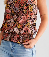 Floral Back Tie Tank Top