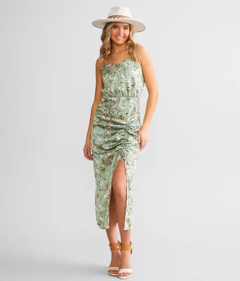 Willow & Root Satin Floral Midi Dress