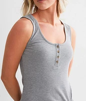 Ribbed Mini Henley Dress