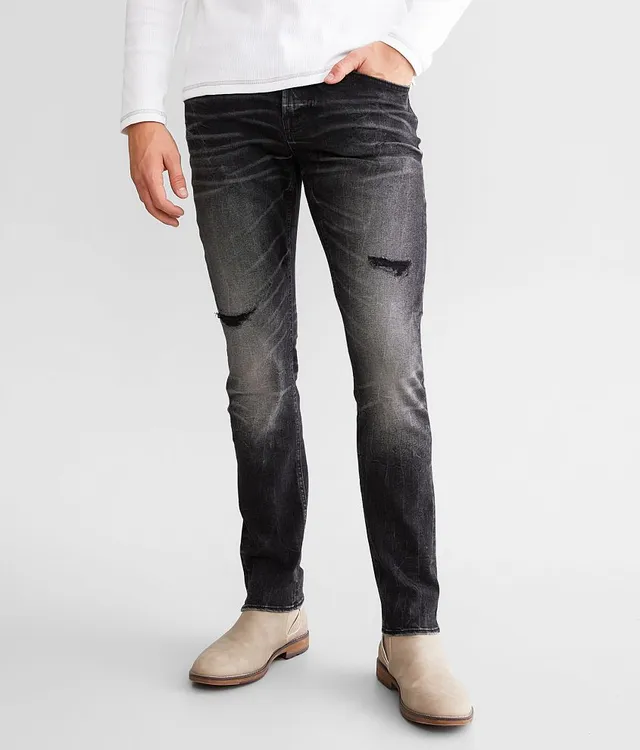 Slim Straight Gray Wash Stretch Jeans