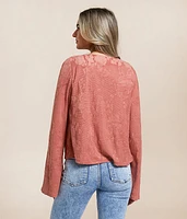 Floral Terry Cloth Front Tie Top