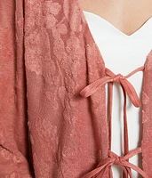 Floral Terry Cloth Front Tie Top