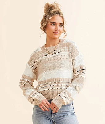 All in Favor Pointelle Cropped Sweater