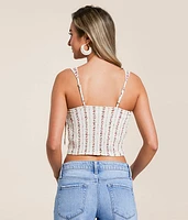 Floral Linen Blend Corset Tank Top