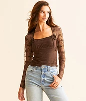 Willow & Root Floral Lace Mesh Top