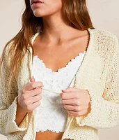 Front Tie Cropped Cardian Sweater