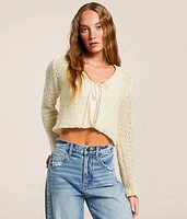 Front Tie Cropped Cardian Sweater