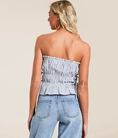 Striped Ruffle Tube Top