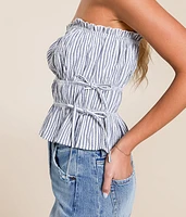 Striped Ruffle Tube Top
