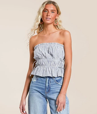 Striped Ruffle Tube Top