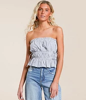Striped Ruffle Tube Top