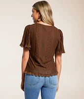 Floral Lace Flutter Sleeve Top