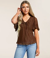 Floral Lace Flutter Sleeve Top