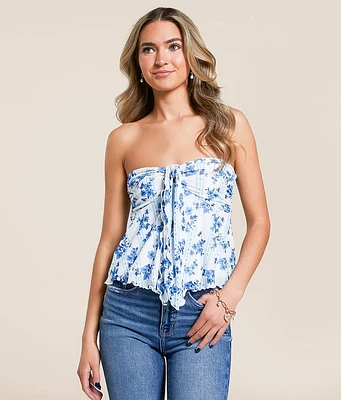 Floral Mesh Tube Top