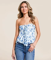 Floral Mesh Tube Top
