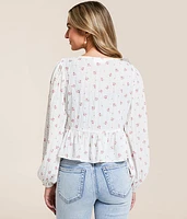 Floral Front Tie Peplum Top