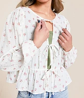Floral Front Tie Peplum Top