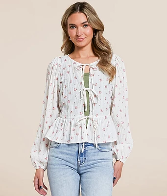 Floral Front Tie Peplum Top
