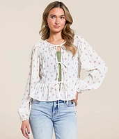 Floral Front Tie Peplum Top