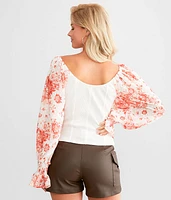 Floral Bubble Sleeve Top