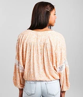 Floral Woven Surplice Top