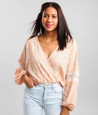 Daytrip Floral Woven Surplice Top