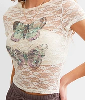 Butterfly Cropped T-Shirt
