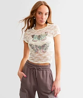 Butterfly Cropped T-Shirt