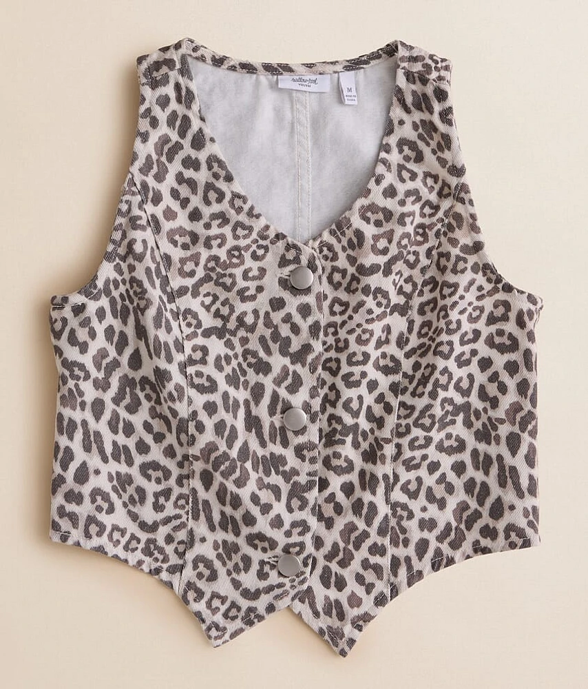 Girls - Cheetah Denim Vest