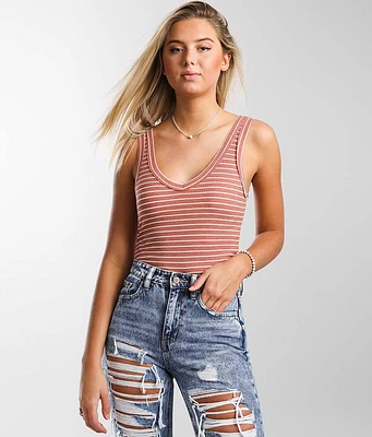 Raw Edge Striped Tank Top