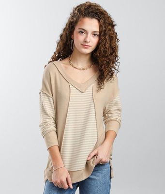 BKE Brushed Knit Striped Top
