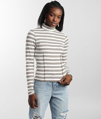 Gilded Intent Striped Mock Neck Top