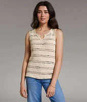 Striped Notch Neck Tank Top