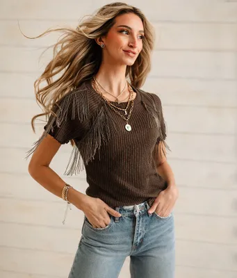Sterling & Stitch Mesh Mock Neck Top - Women's Shirts/Blouses in