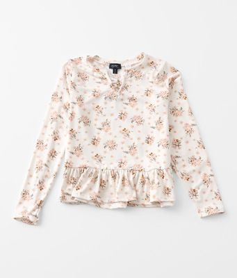 Girls - Daytrip Floral Ruffle Hem Top