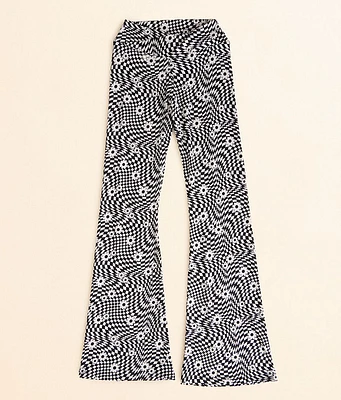 Girls - Modish Rebel Checkered Floral Flare Pant