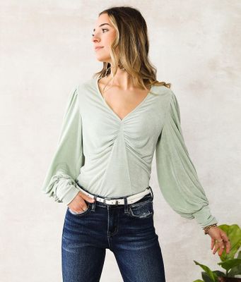 Willow & Root Ruched Sheen Top