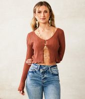LE LIS Ribbed Cardigan Sweater