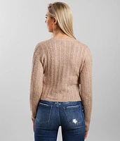 Criss Cross Surplice Cropped Sweater