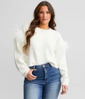 LE LIS Feather Trim Sweater