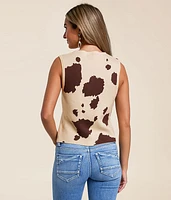 Cow Print Sweater Tank Top