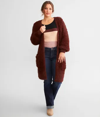 red by BKE Eyelash Knit Cardigan Sweater