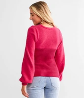 Brushed Keyhole Sweater