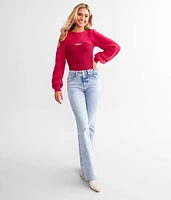 Brushed Keyhole Sweater